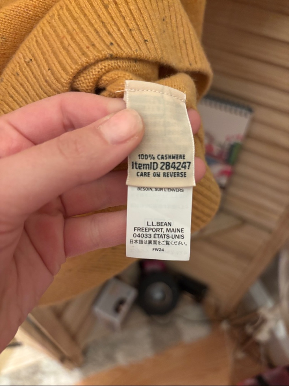 NWT L.L. Bean Women's Mustard Cashmere Crewneck Sweater - Picture 3 of 5